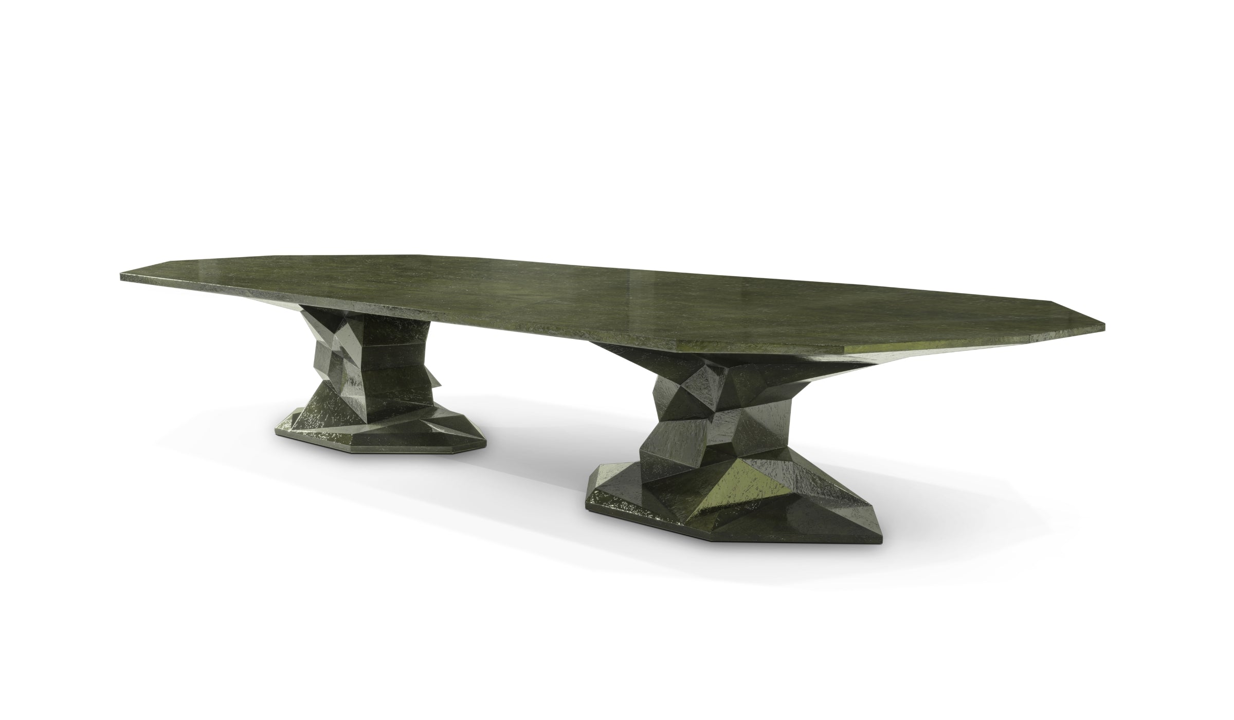 Bonsai Big - Table de repas design moderne et finition luxueuse en acajou vert