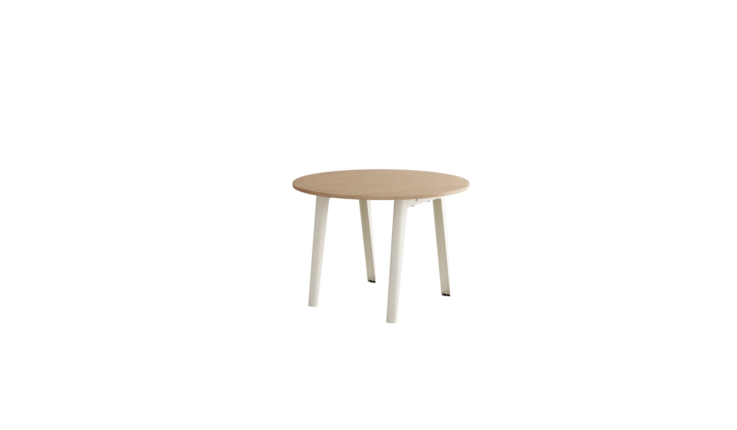 Table ronde New Modern, bois et acier blanc crème