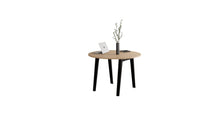 Table ronde New Modern, bois et acier noir graphite
