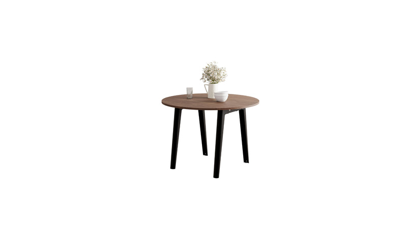Table ronde New Modern, noyer et acier noir graphite