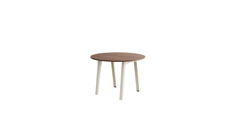 Table ronde New Modern, noyer et acier blanc crème