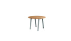 Table ronde New Modern, bois recyclé et acier bleu pâle