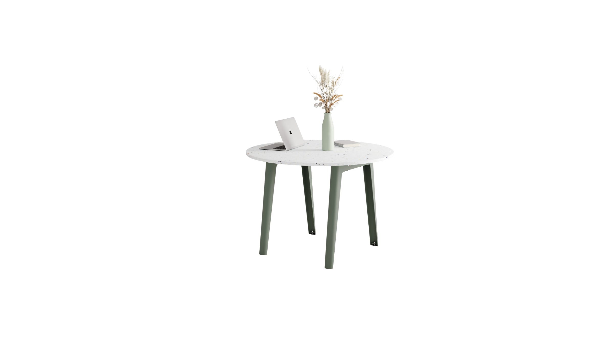 Table ronde New Modern, plastique recyclé blanc et acier noir graphite