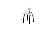 Table ronde New Modern, plastique recyclé blanc et acier gris eucalyptus