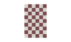 Red and white checkered Chess rug in natural wool