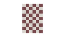 Red and white checkered Chess rug in natural wool