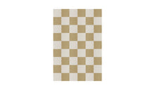 Chess rug with yellow and white checks in natural wool