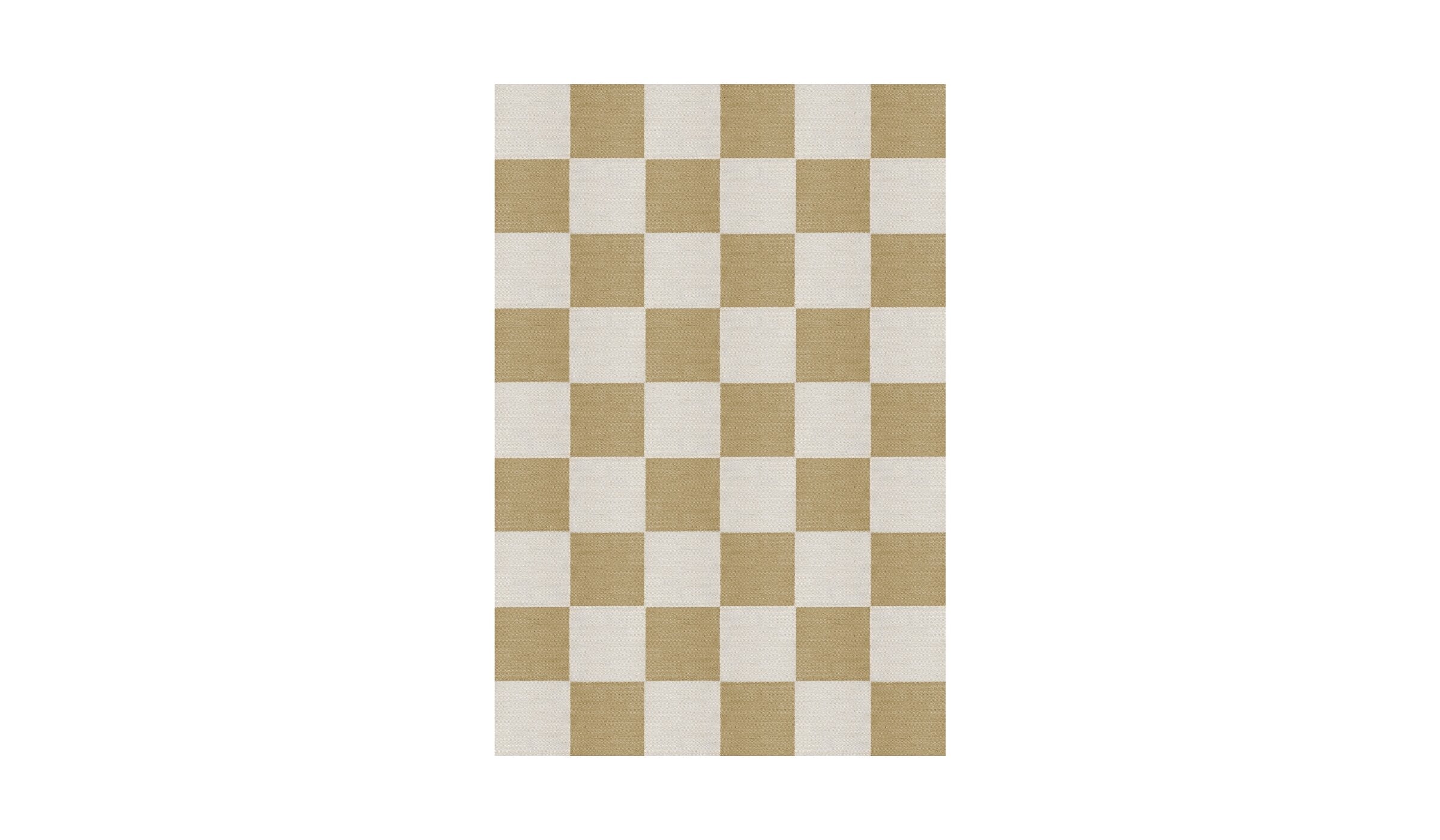 Chess rug with yellow and white checks in natural wool