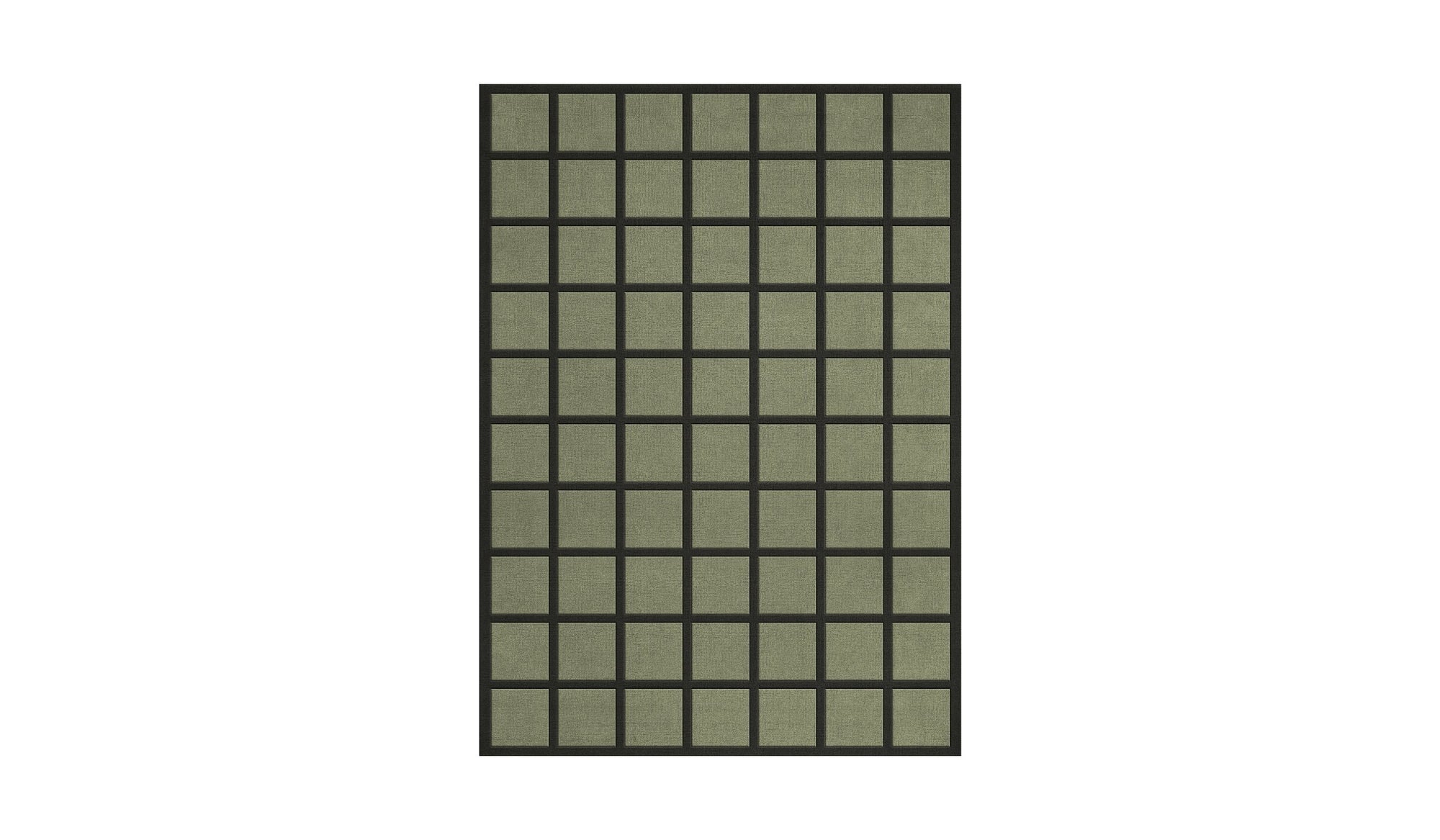 Avenue Checked rug, in wool and geometric shapes, olive green