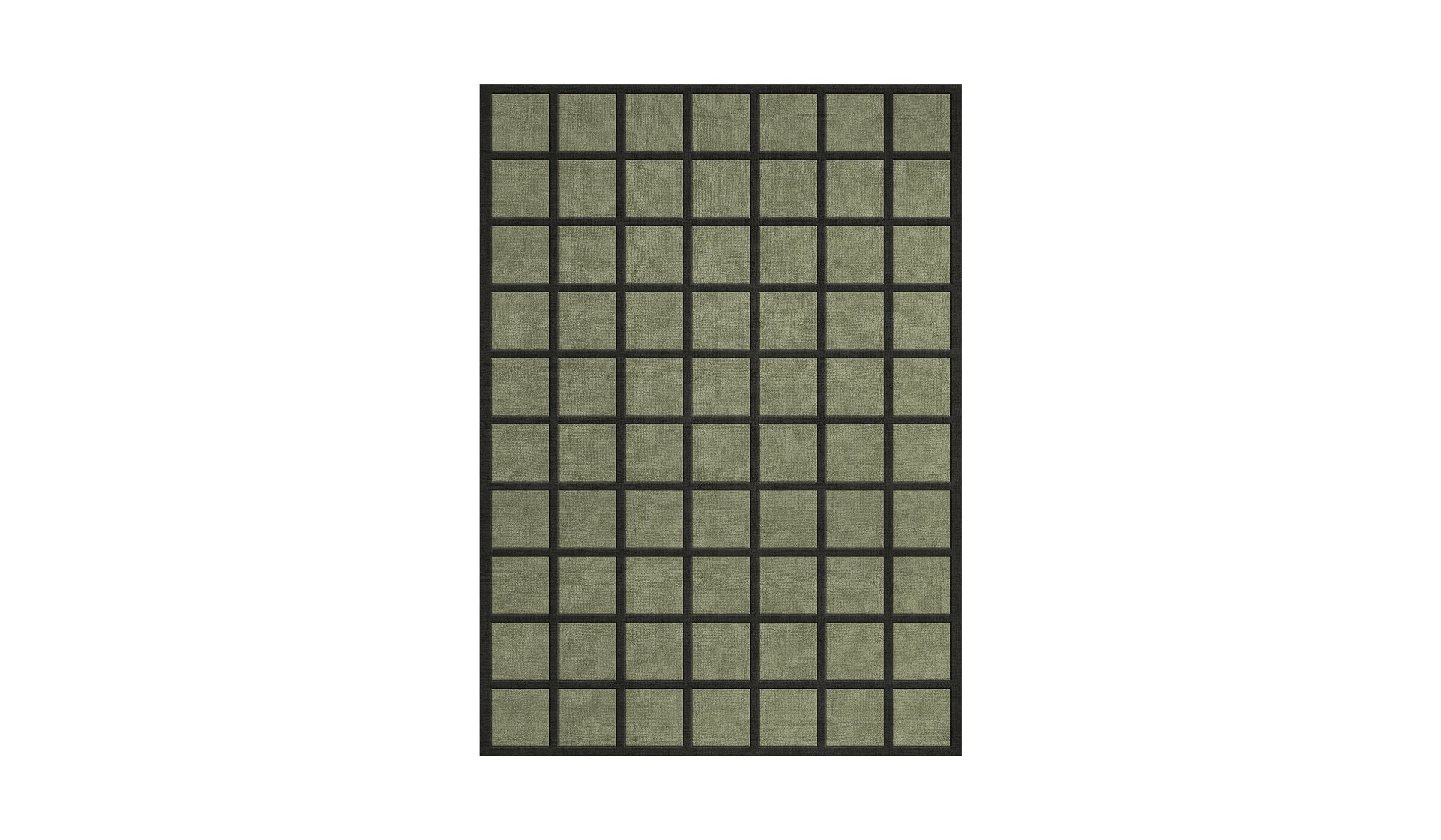 Avenue Checked rug, in wool and geometric shapes, green