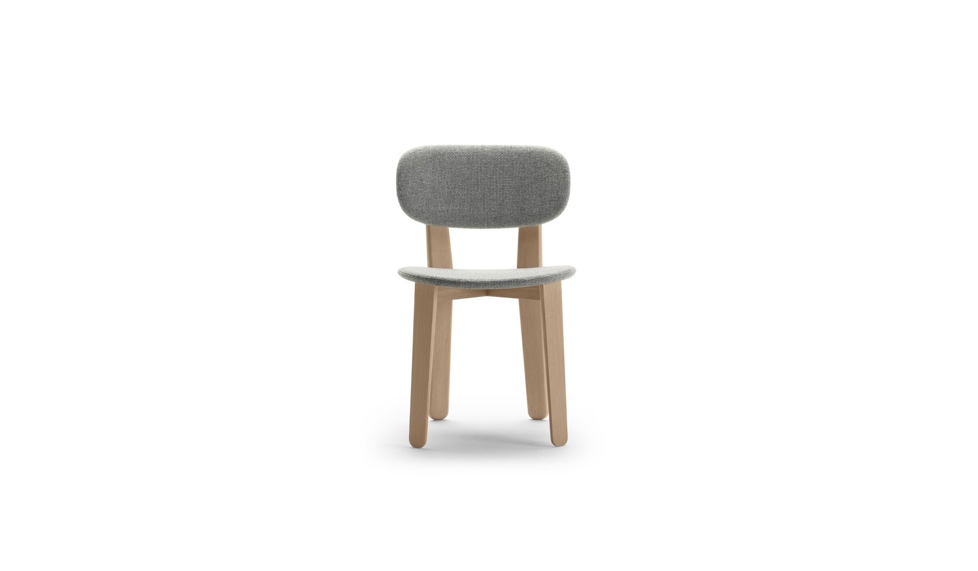 Chaise Triku, en bois massif, assise et dossier tapissés, gris