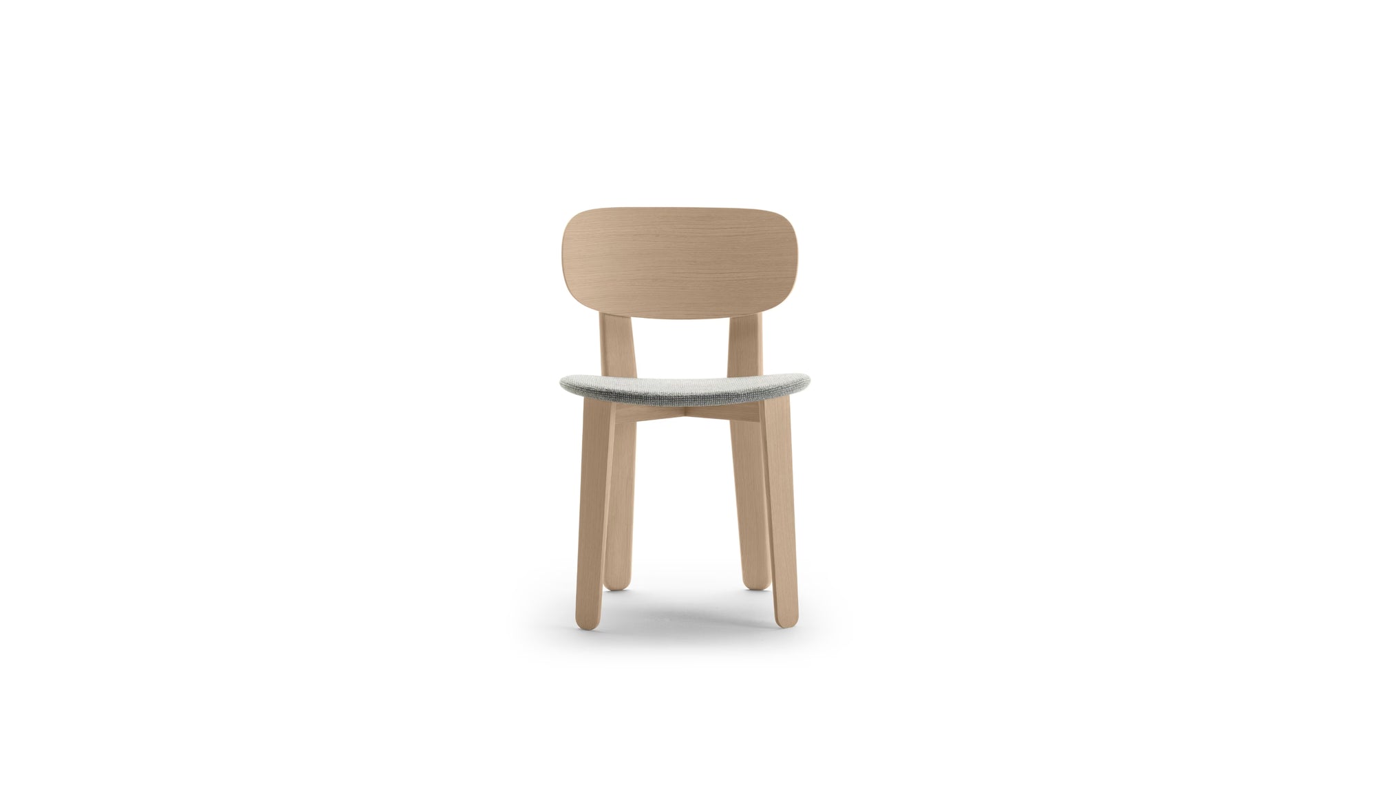 Chaise Triku, en bois massif et assise tapissée, gris