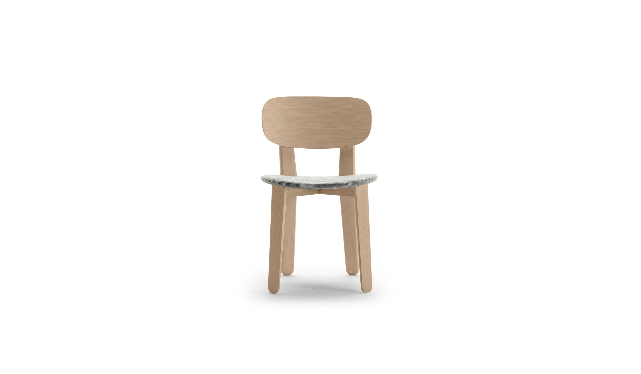 Chaise Triku, en bois massif et assise tapissée, gris