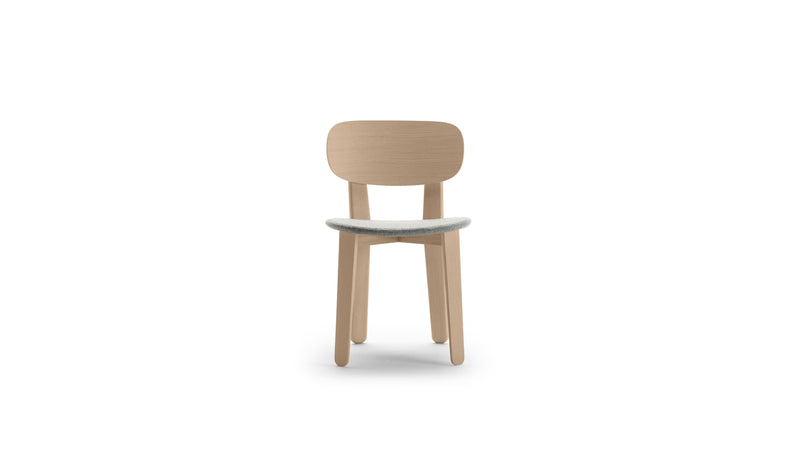 Chaise Triku, en bois massif et assise tapissée, gris