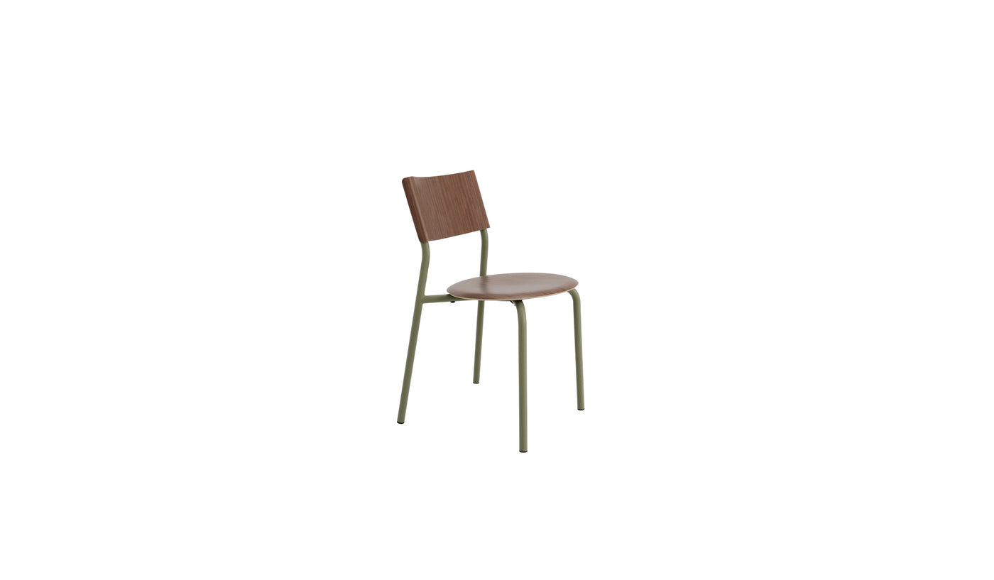 Chaise SSD en noyer et acier vert kaki