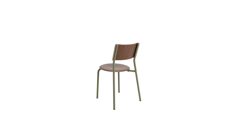 SSD chair in walnut and khaki green steel