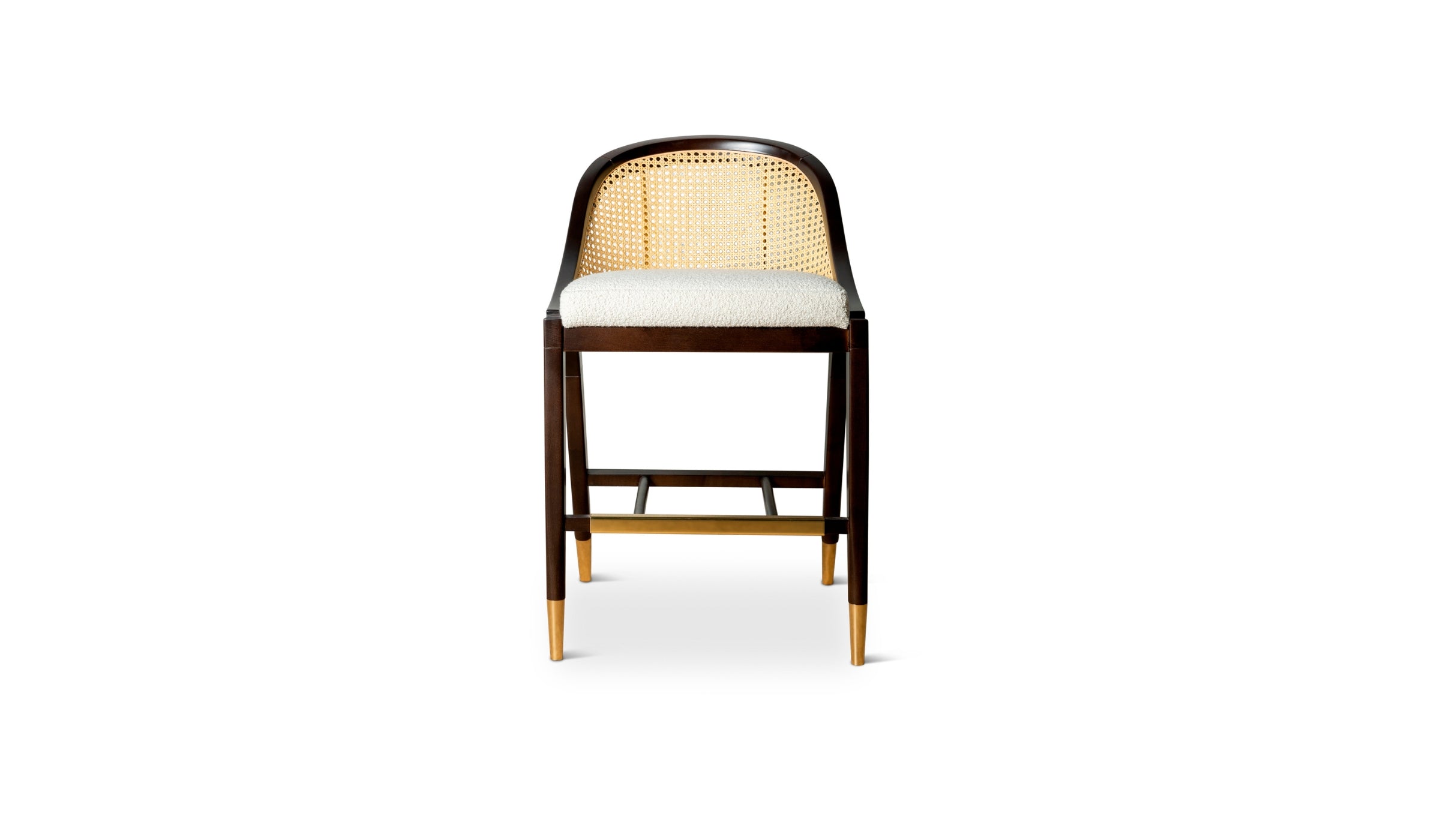 Wormley - Chaise de comptoir en bois de sikomoro foncé, laiton et tissu